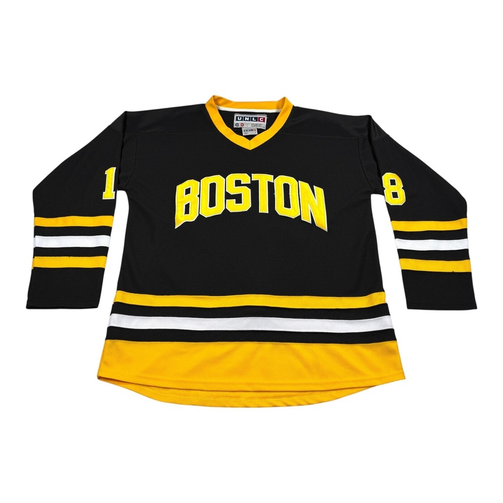 Boston Bruins Jersey Mens Large Black NHL Hockey Happy Gilmore 18 UNLC